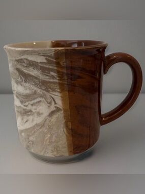 Marbled 16 oz Ceramic Coffee Mug Ombré Brown Cream